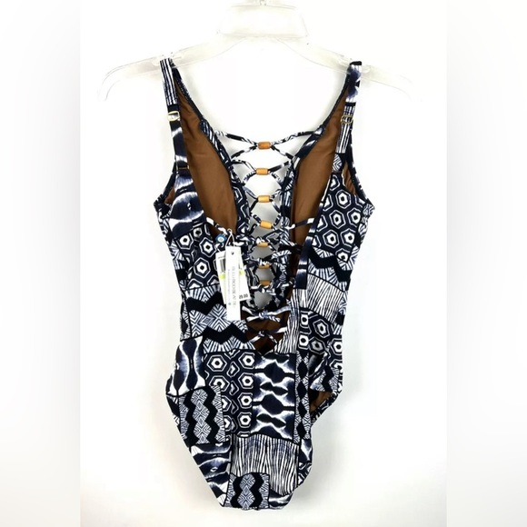Bleu Rod Beattie Women’s Navy Multicolored One Piece Swimsuit Size 4 - Picture 2 of 3